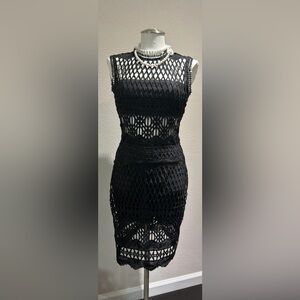 Aqua Black Mesh Dress